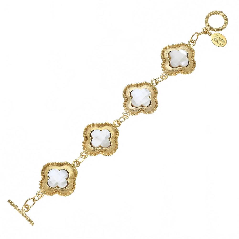 NEW SUSAN SHAW mimi mother of pearl bracelet in gold